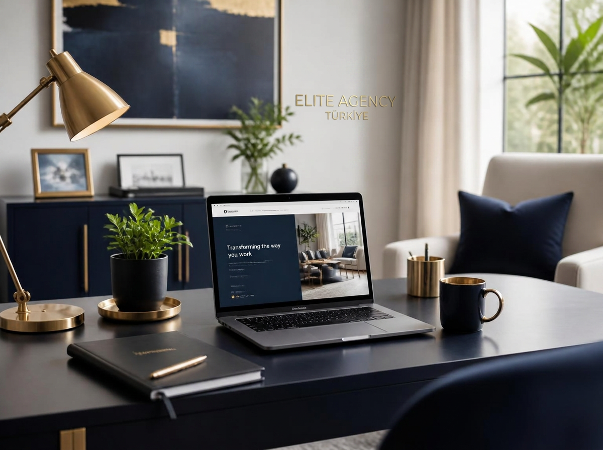 Evden çalışma için düzenli home office çalışma masası